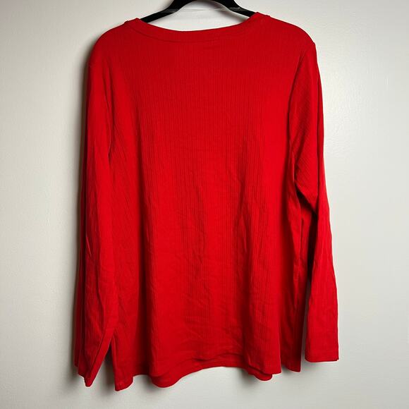 Ava & Viv Women's Plus Size Red Ribbed Long Sleeve T-Shirt - Size 2X - NWT - Picture 7 of 9